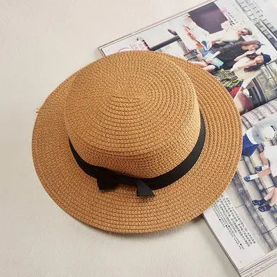 Women's Panama Straw Beach Hat - Wide Brim Summer Sun Hat