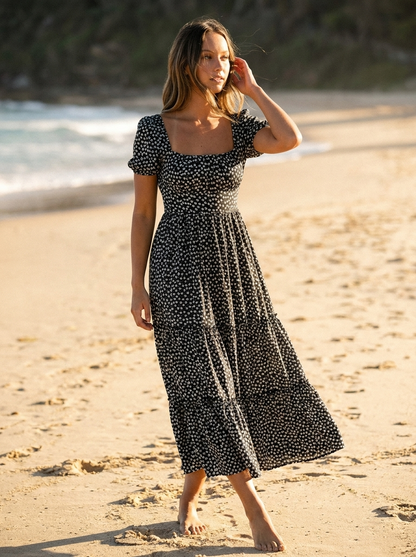 Floral maxi dress in black