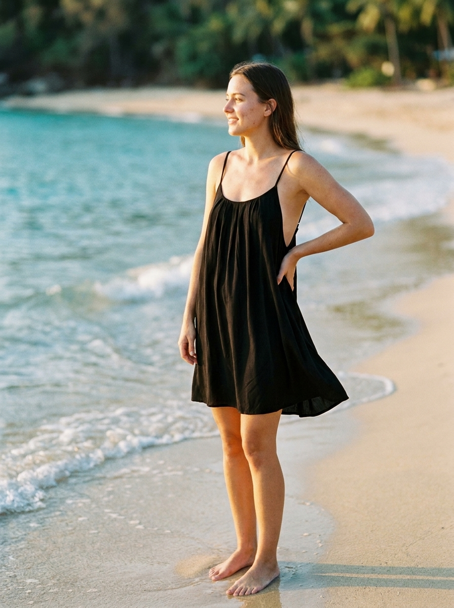 LoneHive backless beach sundress in Black