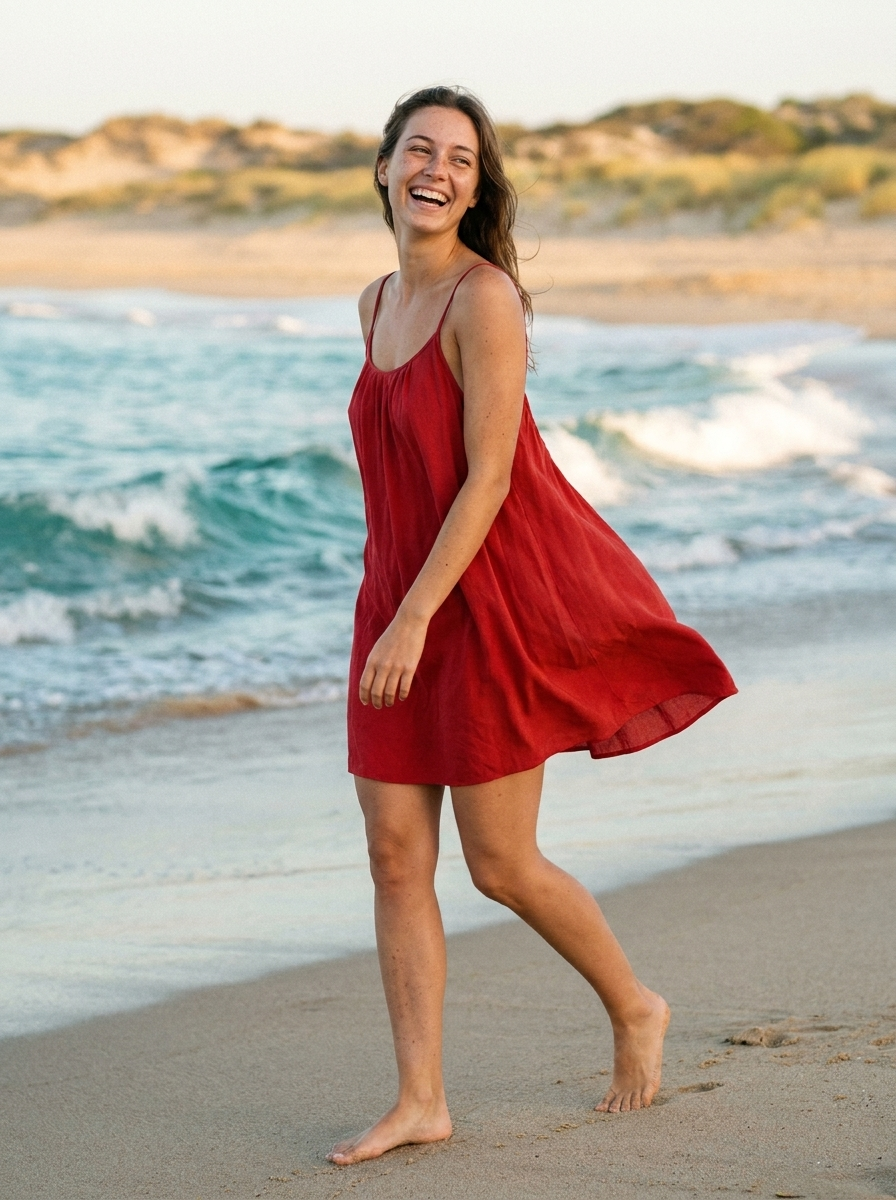 LoneHive backless beach sundress in Red