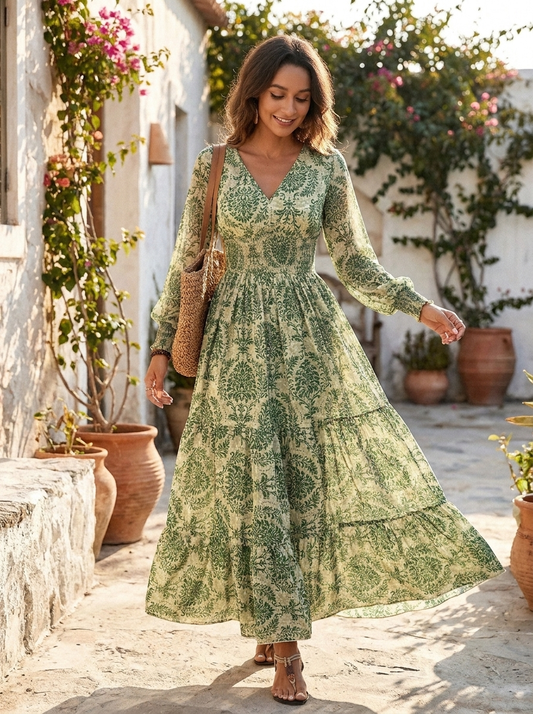 LoneHive bohemian floral maxi dress in sage green